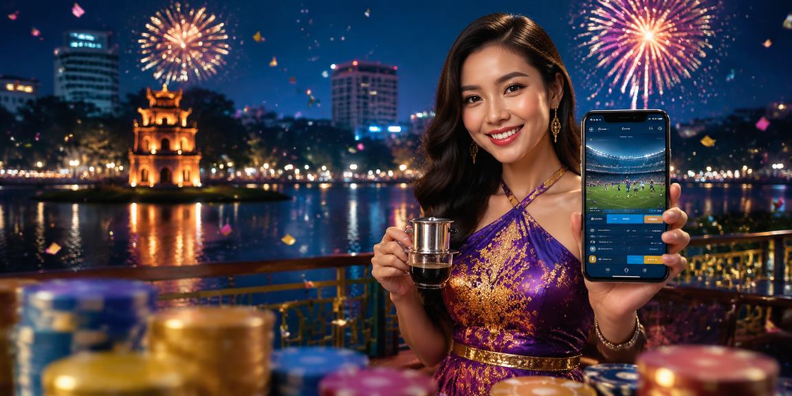 Nhóm bạn tại Hà Nội vừa uống cà phê vừa theo dõi kết quả thể thao và kiểm tra giao dịch tài chính trên điện thoại